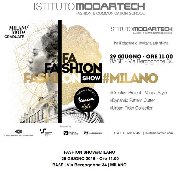 Fashion Show Milano Moda Graduate dell'Istituto Modartech  29 Giugno 2016